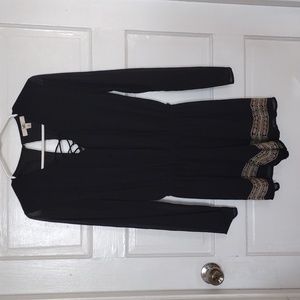 Ya Los Angeles Woman's Romper Sized M Longsleeve Black with Gold Embroidery